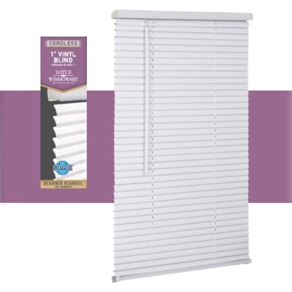 Lotus Blinds Living Accents Vinyl 1 in. Mini-Blinds 71 in. W X 72 in. H White Cordless MAX7172WH - main